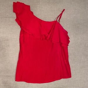 Res ruffle blouse with one shoulder strap